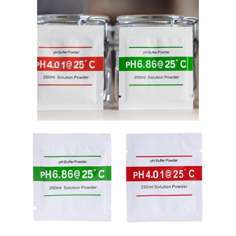 20 pacotes solução calibração pH 6.86/4.01 para calibração precisa e fácil