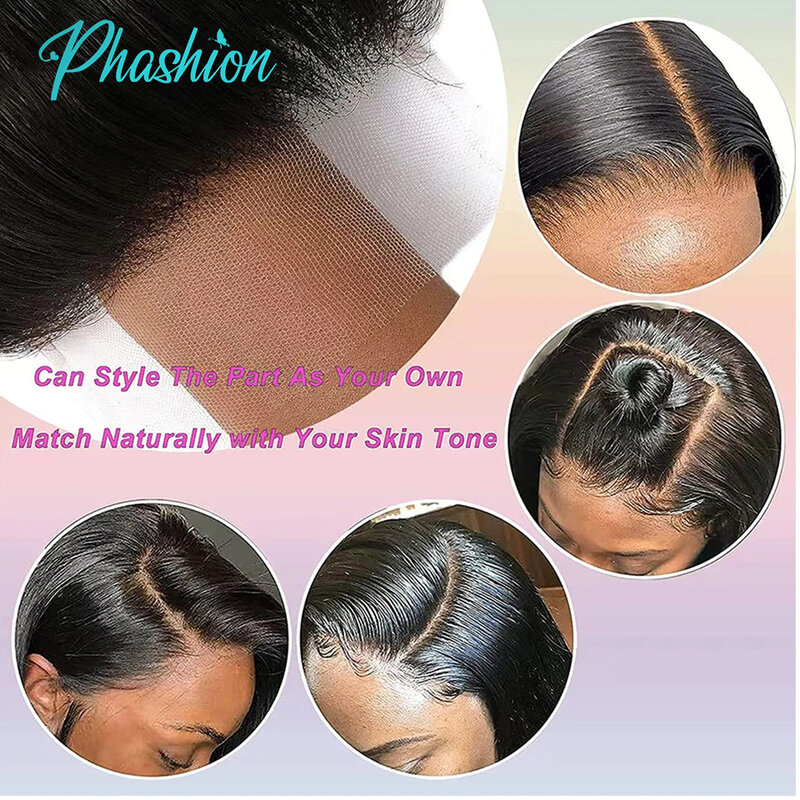 Phashion 26 28 дюймов 13x6 фронтальные прямые предварительно выщипанные швейцарские HD прозрачные полностью передние только натуральные черные 100% человеческие волосы
