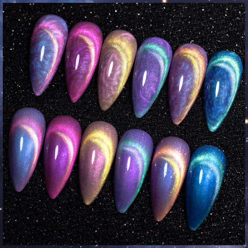 BOZLIN-Gel Magnético Aurora Polaris Cat, Efeito Delineador Cat, Semi Permanente, Gel UV, Nail Art, Não Precisa de Cor Base, 2 Cores, 7,5 ml