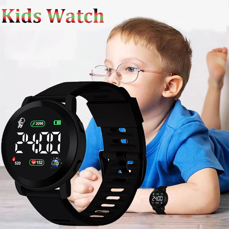 어린이 디지털 시계, 남아/여아용 전자 시계, LED 손목 시계, 패션, 방수, 스포츠, 학생용, 심플한 시계
