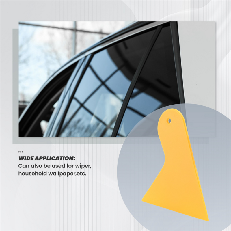 Kunststoff gelb Auto Auto Fenster Aufkleber Film Schaber Rakel Reinigungs werkzeug 10,5x9,5 cm