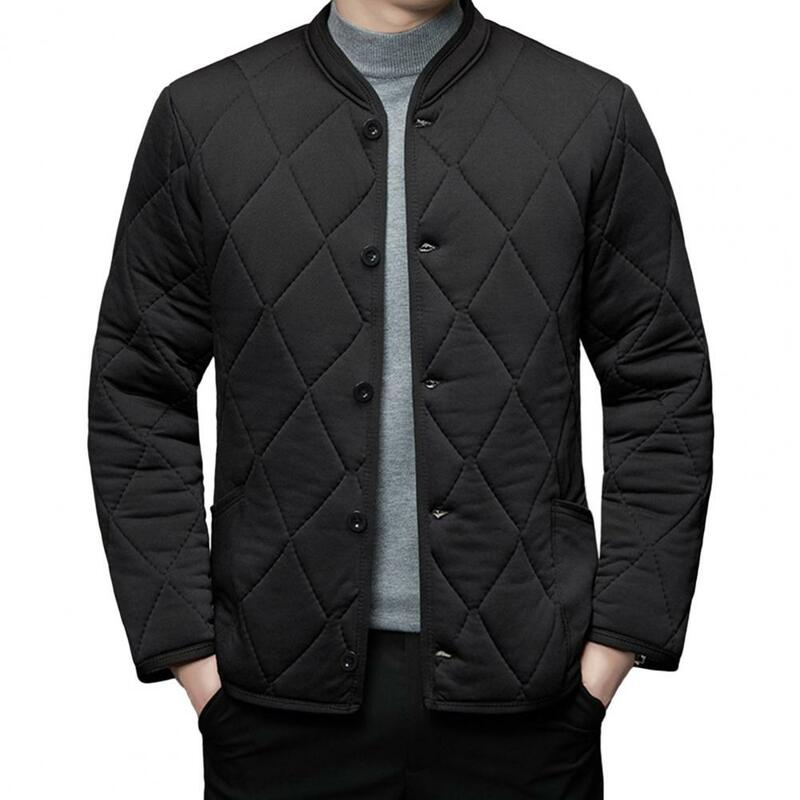 Однобортная мужская верхняя одежда, утепленная хлопковая куртка с воротником-стойкой, стеганое Стеганое пальто для мужчин, теплая зимняя верхняя одежда