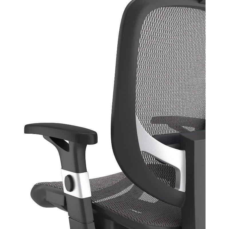 Siatka FlexFit Hyken z regulacją krzesło biurowe z lędźwiowym, ramieniem i zagłówek, grafitowa