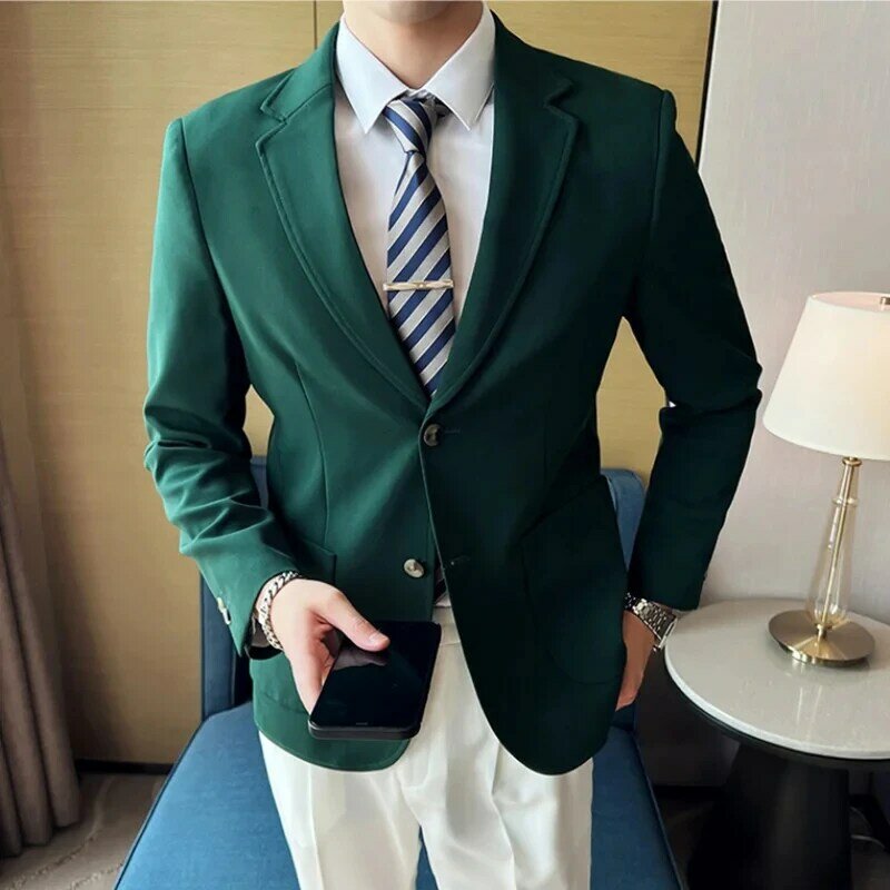 T65 Dark Green Men's Two Button Wedding Slim Suit Formal Business Party Tuxedo Groom Prom Suit