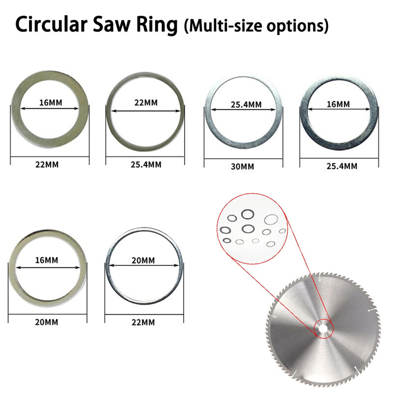 Ring Reducting Rings for Circular Saw, Circular Saw Blades, Conversion Ring, Cutting Disc, Woodworking Tool, 16mm, 20mm, 22mm, 25.4mm