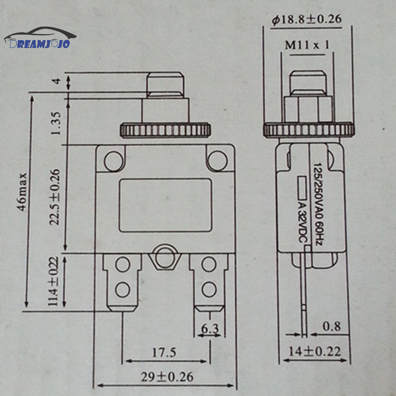 Interruptor térmico de corriente, Protector de sobrecarga, interruptor de sobrecarga, 3A, 4A, 5A, 6A, 7A, 8A, 10A, 12A, 15A, 20A, 25A, 30A, 35A