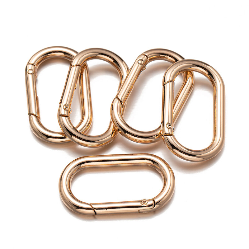 5 buah cincin Oval logam pegas dapat dibuka gesper klip gantungan kunci gesper untuk DIY gantungan kunci tas liontin konektor Carabiner pembuatan perhiasan