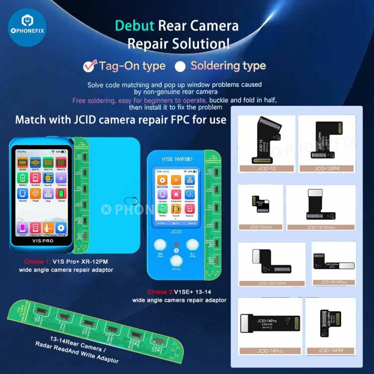 JC Tag on Rear Camera Repair FPC Flex Cable for iPhone 12-14PM Pop-up Window Problem Repair FPC Cable Non Removal Free Soldering