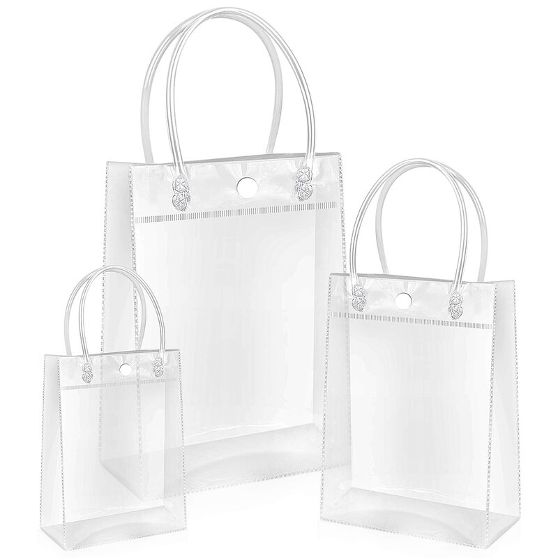 Women Clear Tote Bag PVC Transparent Handbag Shoulder Beach Travel Makeup Bags