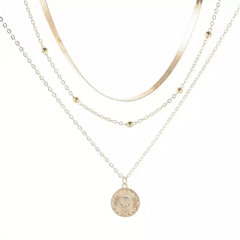 Collana rotonda a tre strati in argento Sterling 925 per donna semplice catena a forma di serpente con catena a sfera regalo per feste squisitejewelry da donna
