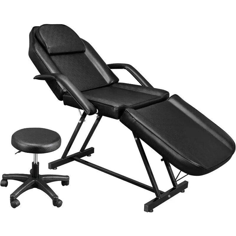 Massage Salon Tattoo Chair Esthetician Bed with Hydraulic Stool,Multi-Purpose 3-Section Facial Bed Table, Adjustable Beauty