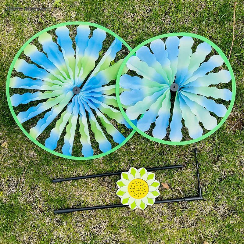 1Pc Double Layer Colorful Wheel Windmill Wind Spinner Kids Toys Garden Yard Decor Random Color