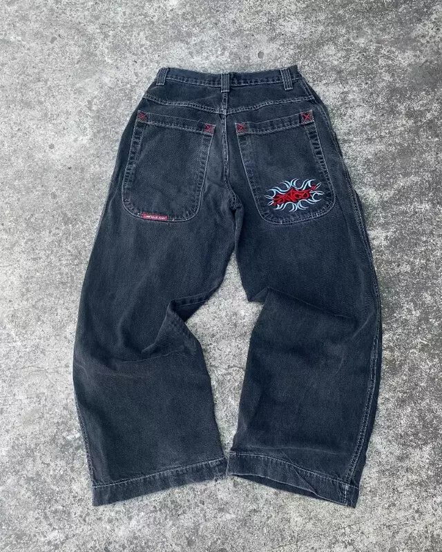 Harajuku Hip Hop JNCO Y2K celana Jeans longgar pria jeans bordir kualitas tinggi antik streetwear Goth jeans kaki lebar kasual Pria Wanita