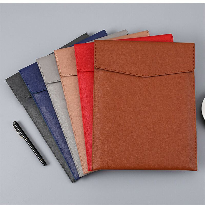 A4 Leather Large-capacity Storage File Bag Multi-functional Waterproof Document Pouch Snap Design Business Storage Bag