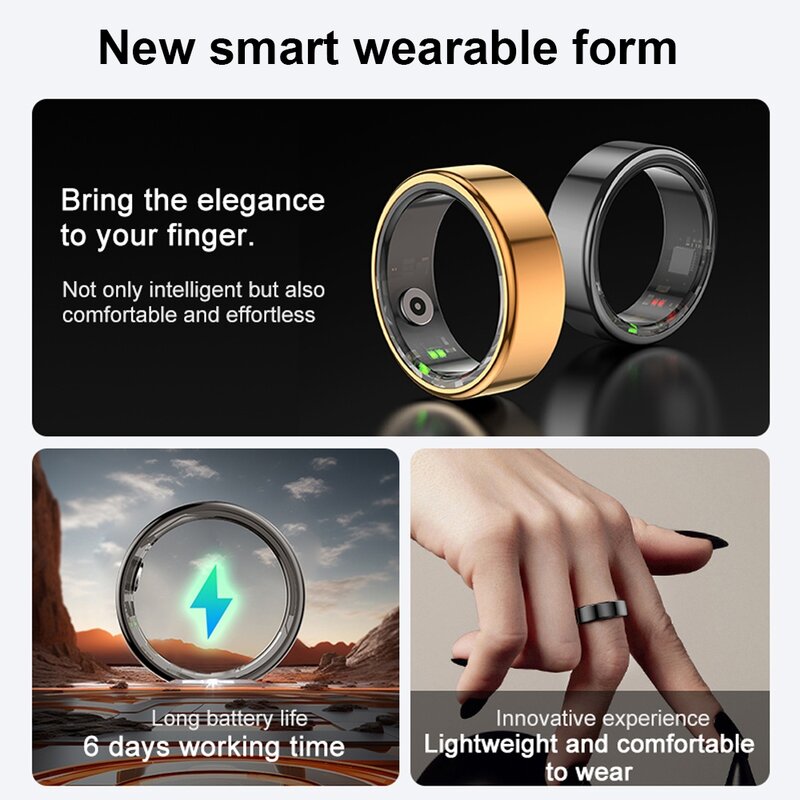 2024 New 5ATM Waterproof SmartRing Health Heart Rate Sleep Monitor Sports Fitness Tracking Military Smart Ring For Android IOS