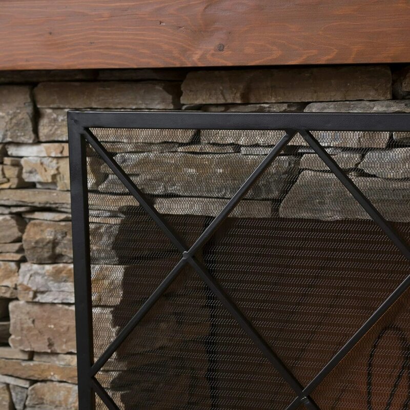 Single Panel Eisen Kamin Bildschirm, schwarz
