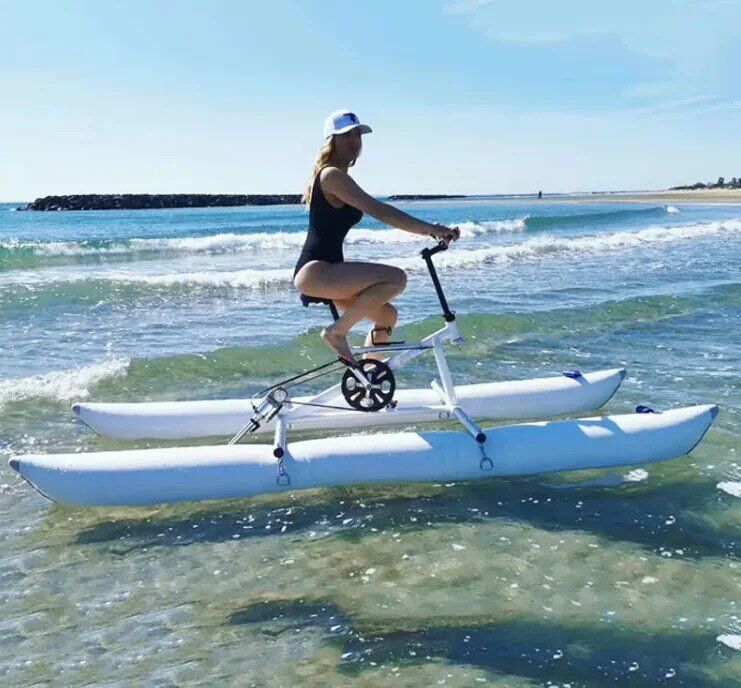 High Quality Customized Sea Water Bike Lake Pedal Bicycle Cycle Pedal Boat PVC Inflatable Floating Water Bike For Sale