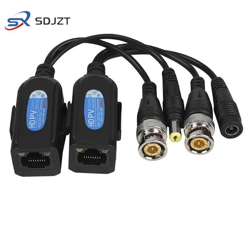 2pcs Passive CCTV Video Balun BNC to RJ45 Adapter with Power Full HD 1080P-5MP Surveillance Security Camera Ethernet Cable