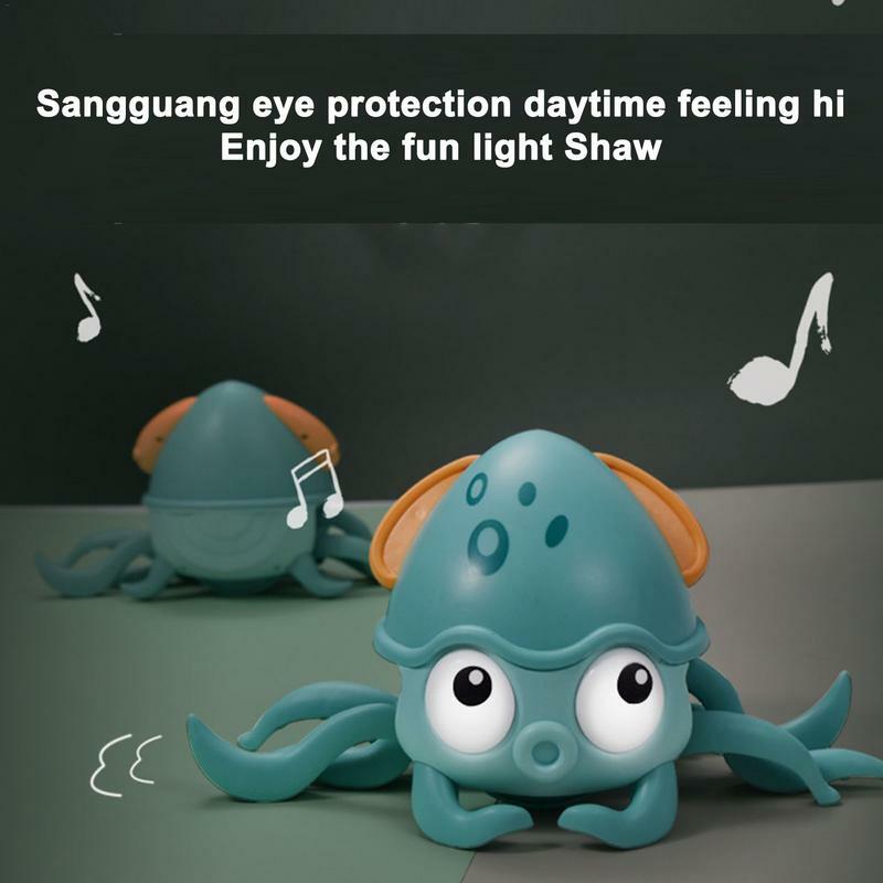 Mainan musik gurita LED, mainan gurita merangkak dengan musik yang bisa diisi ulang daya USB untuk Motor halus