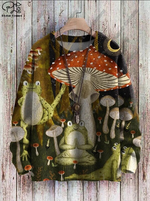 プラスターコスモス-快適なクリスマスセーター,3Dプリントの動物シリーズ,カエル,面白い,カジュアル,冬