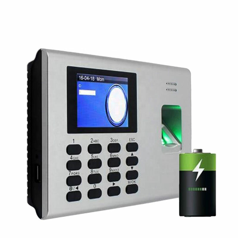 Máquina de Terminal de Asistencia de tiempo de batería integrada, Control de acceso Simple, multilenguaje, huella dactilar biométrica