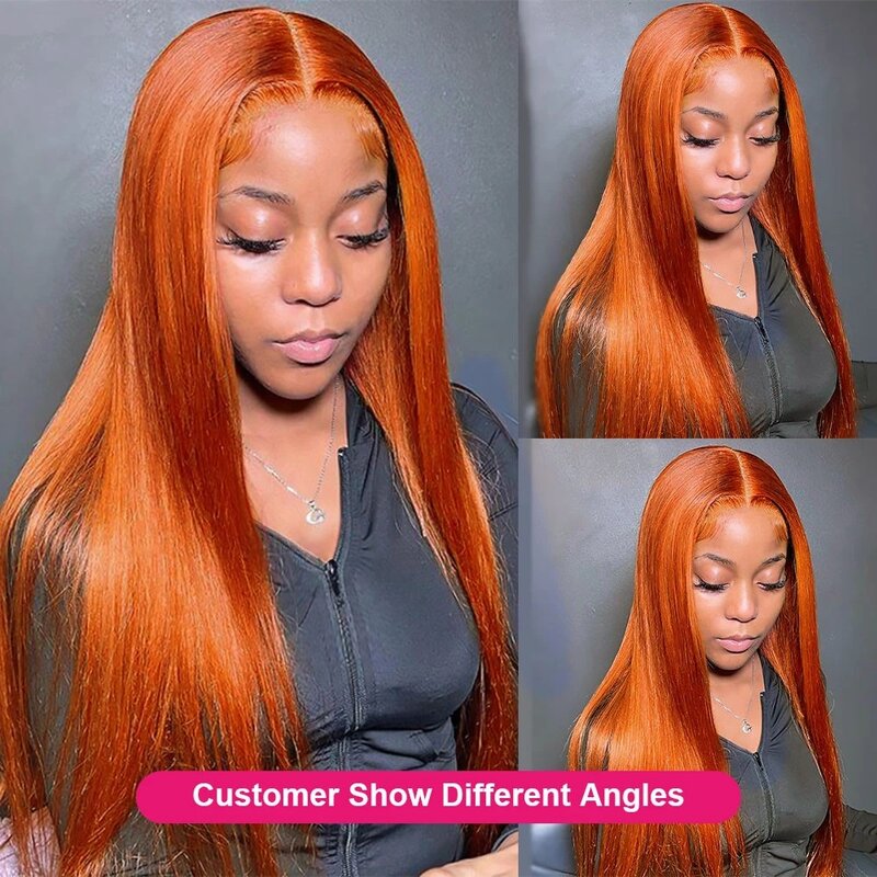 13x4 Hd Lace Front Wig 30 34 Inch Ginger Orange Straight Lace Frontal Wig 13x6 Lace #350 Colored Bone Human Hair Wigs For Women