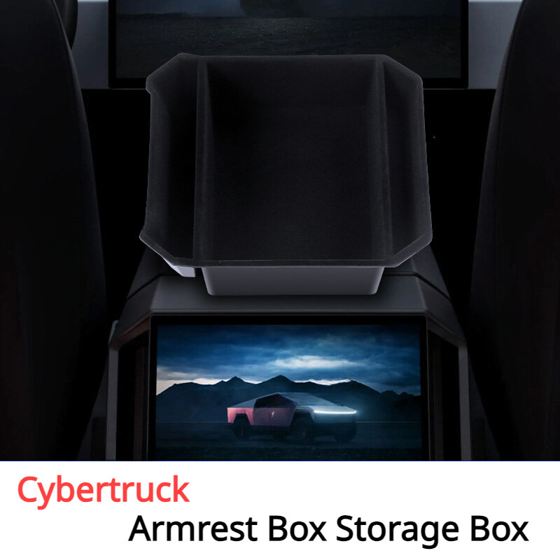 Armrest Box Storage Box for Tesla 2024 Cyber Pickup Truck Storage Box Waterproof TPE/ ABS Flocking Cybertruck Car Accessories