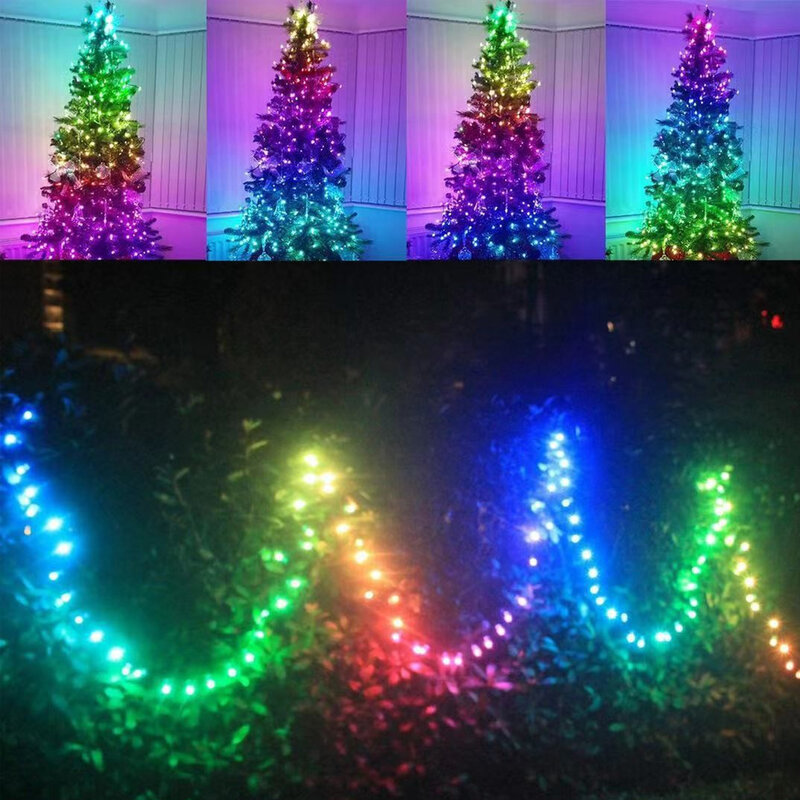 LED Bluetooth lampki świąteczne na sznurku kolor marzeń RGBIC adresowalna girlanda z dekoracją ślubną na imprezę świąteczne lampki świąteczne