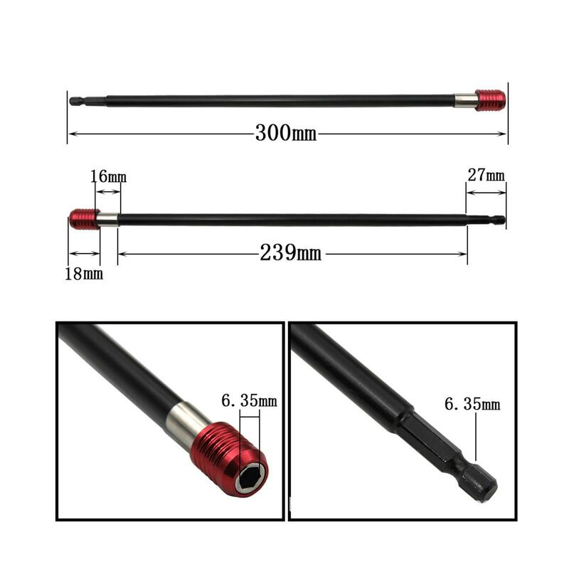 3 Pieces Drill Extension Bit Holder Quick Release Screwdriver Extension Tool 300mm Length Self Locking 1/4" Hexagonal Handle