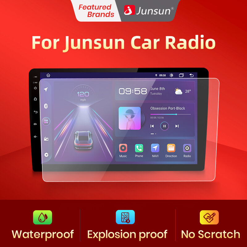 Junsun автомобильное радио Закаленное стекло пленка 9 и 10,1 дюймов водонепроницаемая устойчивая к царапинам Взрывозащищенная защита экрана