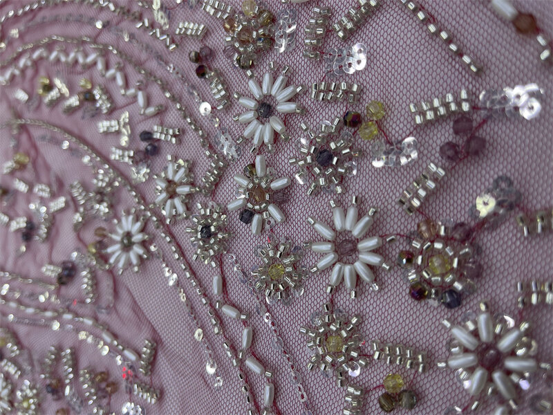 Mode kualitas tinggi 2024 kain renda manik-manik 3D bordir Prancis kain renda payet Nigeria Afrika untuk gaun pesta pernikahan