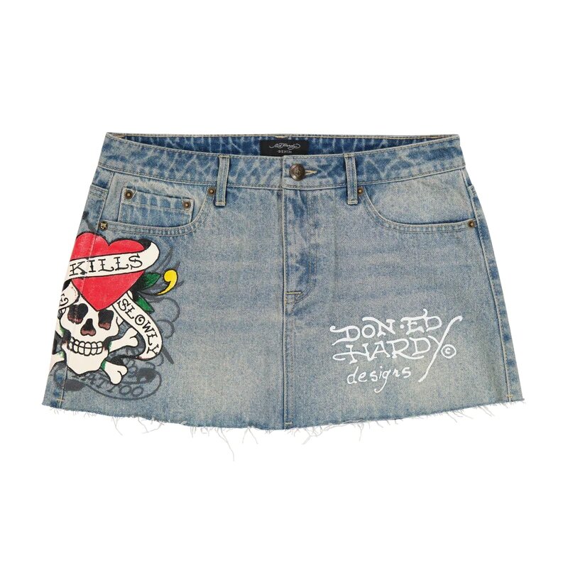 Женская джинсовая мини-юбка с высокой талией, в стиле хип-хоп