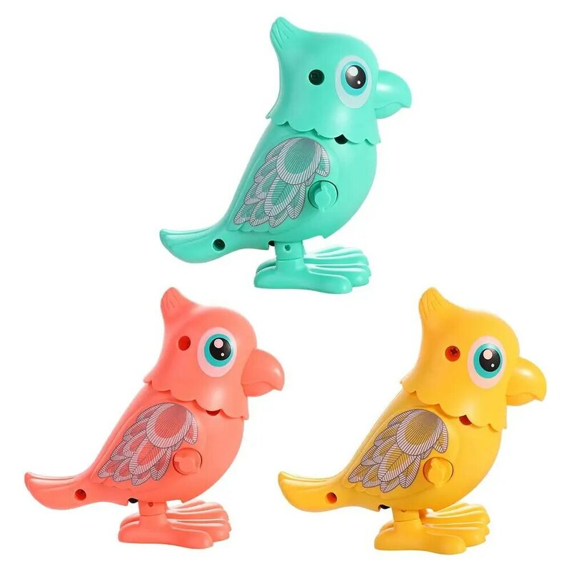 Animal plástico Wind Up Toy, bonito, verde, rosa, corrente Clockwork, papagaio, clássico, pai-filho