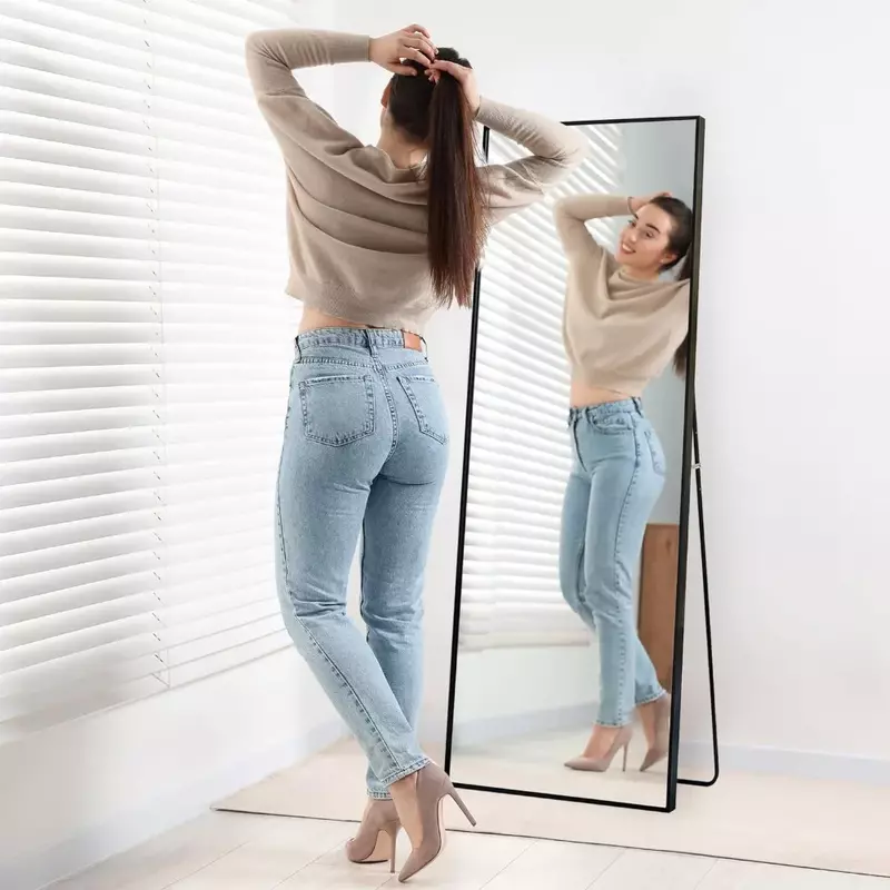 22x59 Black Full Length Mirror With Stand - Full Body Mirror for Bedroom Living Room Furniture Home Freight free