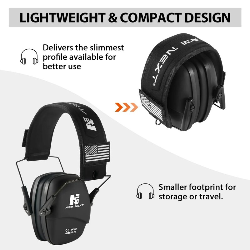 ARM NEXT 전술 헤드셋 귀 보호 슈팅 헤드폰, 사냥용 귀마개, 소음 감소, 실리콘 귀마개, 25db
