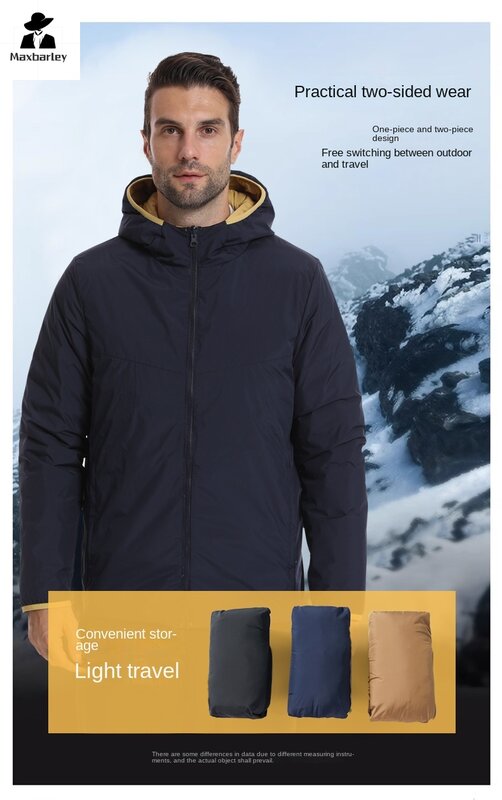 メンズスキーフード付きジャケット,両面ジャケット,80枚の白いダックパターン,高品質,新品,冬,2023