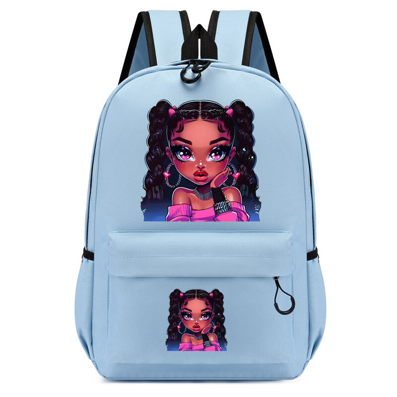 Torby dla dzieci piękne dziewczyna z Afro torba z nadrukiem plecak do przedszkola torby dla dzieci Cartoon Girl bookback podróżna Mochila