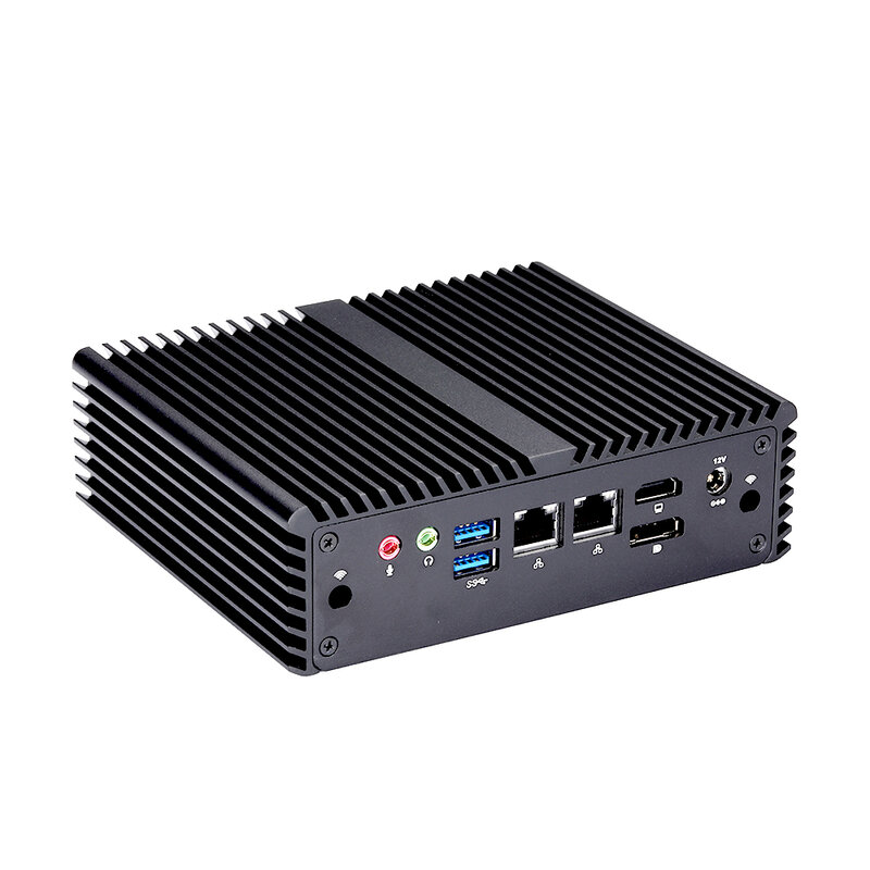 Qotom-Mini PC J4125, Façade, Processeur Core, 4 Ports COM, VGA, DP, Ordinateur sans Ventilateur, Qexecute P