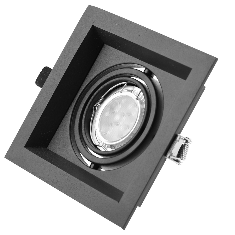 Spot Lumineux LED Encastrable Carré GU10, Blanc et Noir, Luminaire Décoratif de Plafond, avec Trou Découpé, 1/2/3