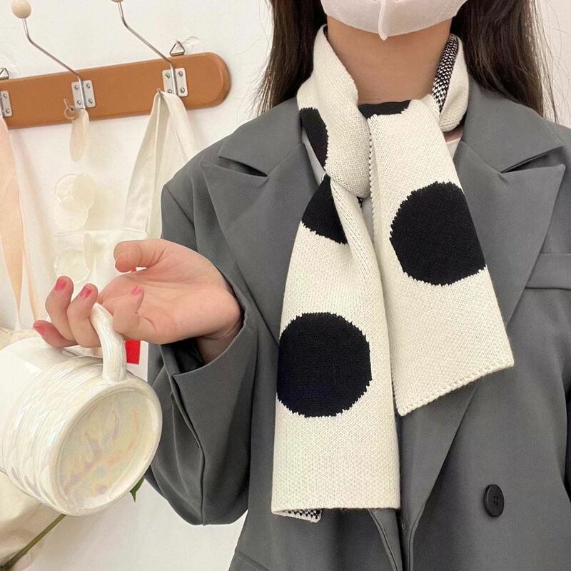 Warm Winter Accessories Knitted Autumn Winter Polka Dots Scarves Women Scarf Girls Scarves Neck Warmers