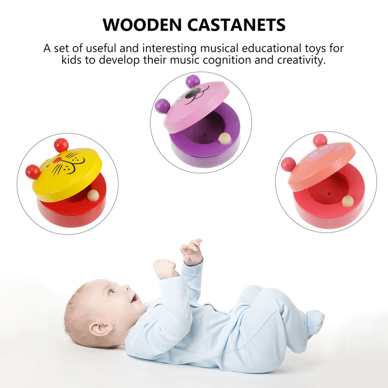 Wooden Castanets Animal Percussion Toy Toddler Musical Instrument Puzzle Puzzles