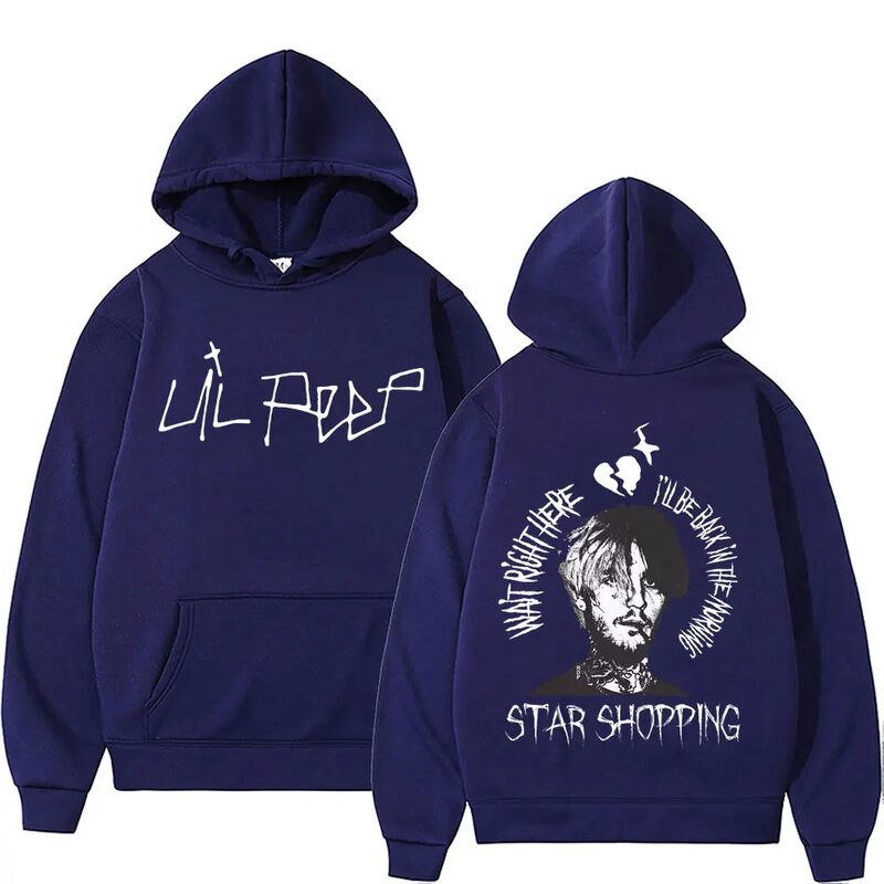 Hoodie pria Retro 90s gaya Punk Hip Hop Harajuku uniseks kasual ukuran besar pullover kaus Rapper Lil Peep Graphic Hoodie