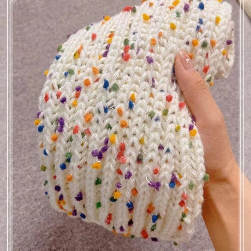 Hilo de Mohair de colores para tejer a mano, hilo de algodón de lana artesanal, hilo de hilo para suéter Scart, granos de arcoíris, línea gruesa DIY, 50g por rollo