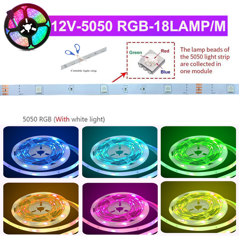 RGB Led Strip Light 5050 Music Sync Led Tape Light Bluetooth Wifi Alexa Rgb Led Lights For Room Decoration Led Dimmable Strip