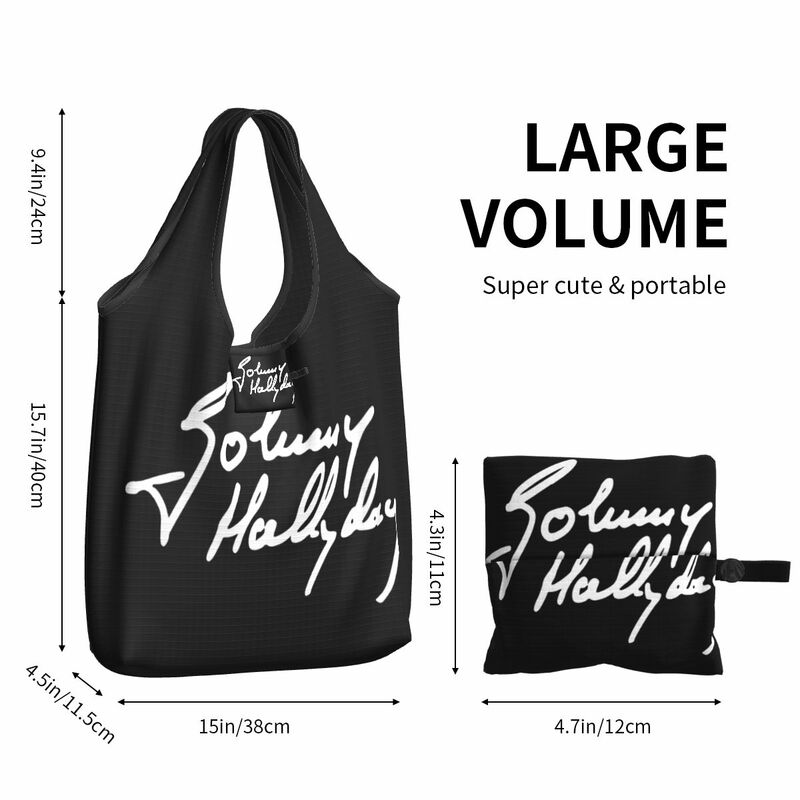 Tas belanja kustom legenda Johnny Hallyday wanita kapasitas besar portabel tas belanja Tote belanja barang belanja