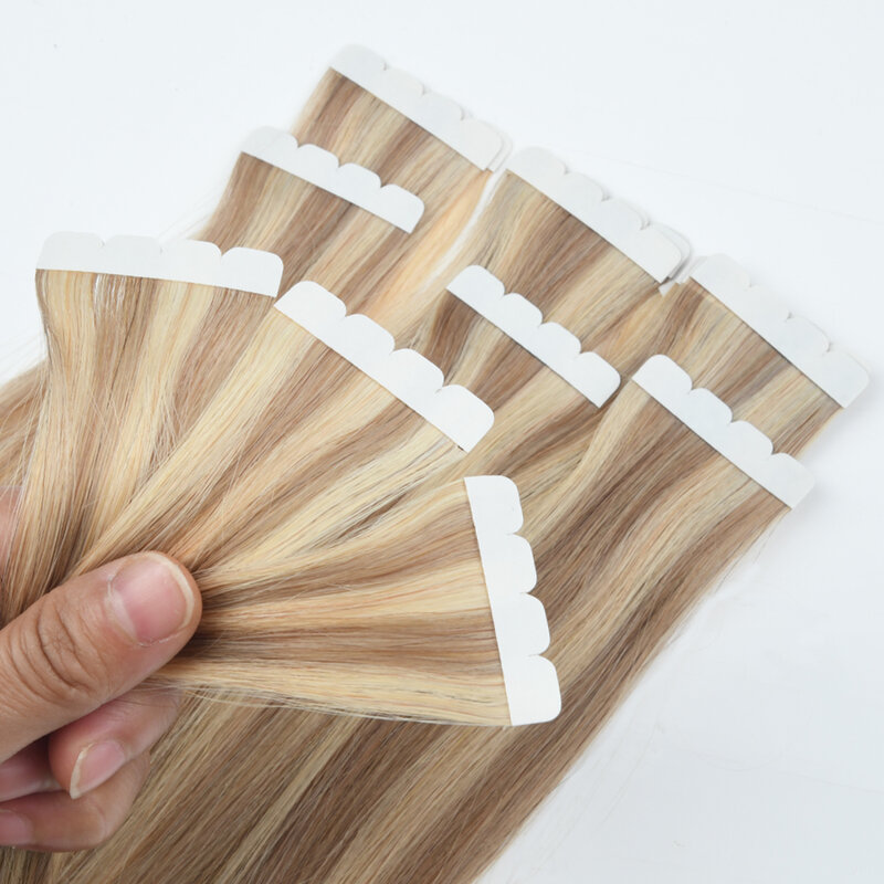 Neitsi-長くて自然な髪のための粘着性のエクステンションエクステンション,絹のようなブロンドの効果,12〜24インチ,シームレスな肌
