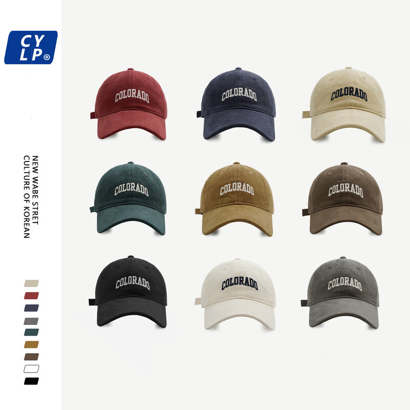 Washed Brushed Letter Baseball Hat Women Show Small Face Versatile Casual Duck Tongue Hat Women ins Fashion Brand Men's Hat Soft