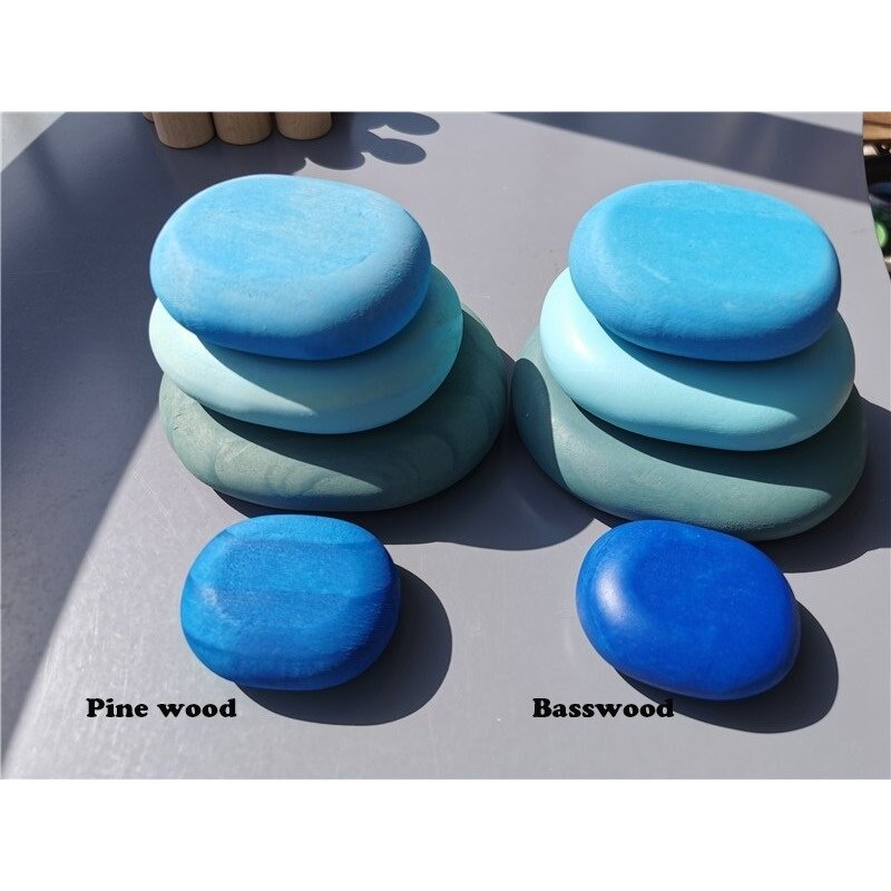 Wooden Toys for Kids Rainbow River Pebbles Stones Dolls Rings Balls Building Stacking Blocks