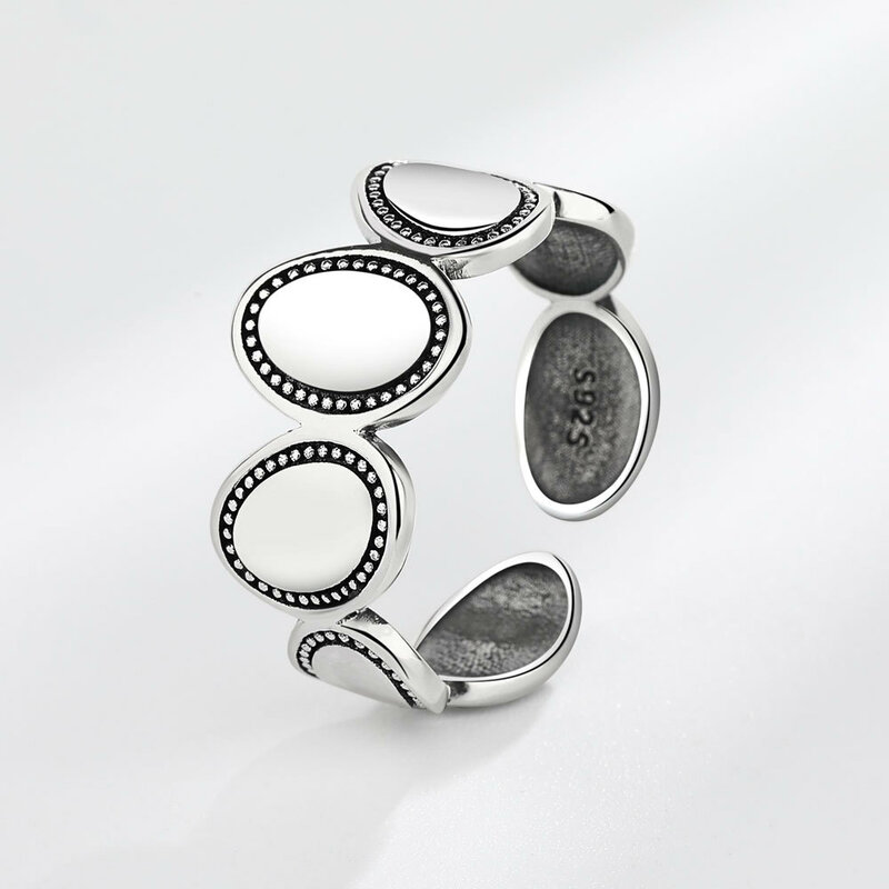 925 Sterling Silber Einzigartige Design Vintage Runde Form Ring Für Frauen Schmuck Finger Einstellbare Öffnen Ring Für Party Geburtstag Geschenk