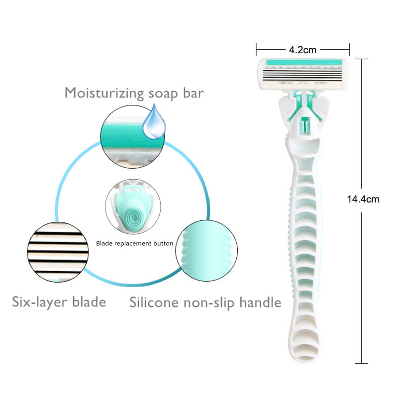 New Women's Beauty Safety Razors 6-layer Blade Shaver for Face Body Quick Installation Handle Six layers Blades Shaving